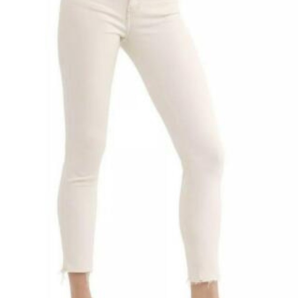 NEW Free People Women's Frayed-Hem High- Rise Skinny Jeans Ivory NWT - Picture 6 of 6
